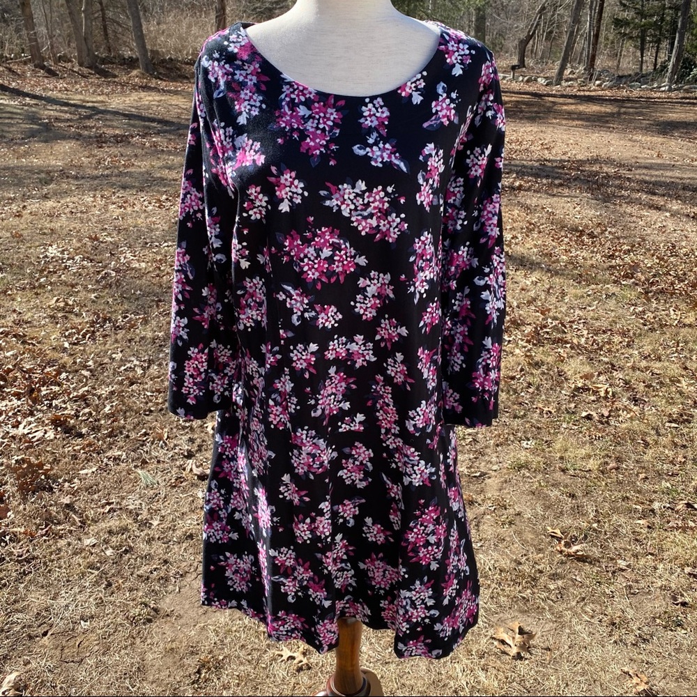 JOULES DRESS SHIFT BLACK PINK WHITE FLORAL NAOMI LONG SLEEVE SIZE 14 PLUS